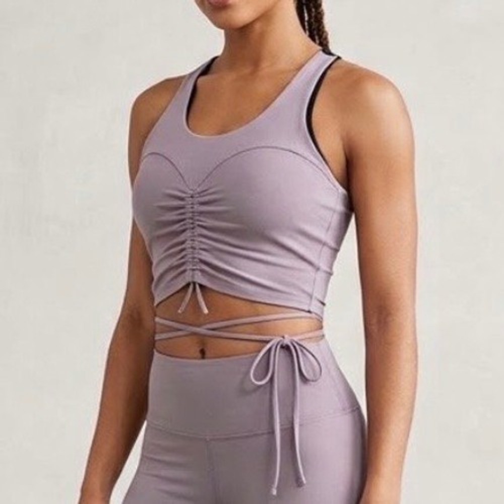 Koral Elaine Blackout Tank Sports Bra Ruched Wrap in Alvarado Mauve Size S NWOT